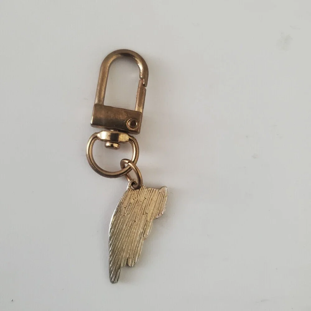 Cute Calico Cat Keychain Lobster Clasp Charm Gold Tone Modern Collectible